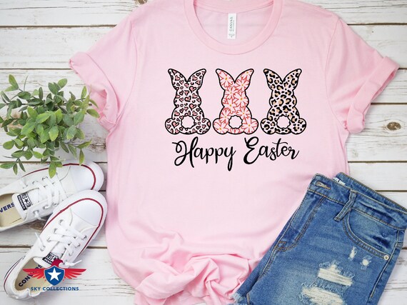 Bunny Leopard Print Floral Cute Easter Girls Women T-Shirt Bunny Leopard Print Floral Cute Easter Girls Women T-Shirt