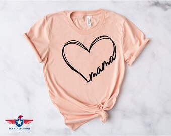 Mama Heart T-Shirt: Soft Cotton Blessed Mom Graphic Tee