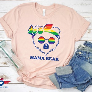 Mama Bear with Rainbow Glasses Shirt Cool Lgbt Pride Shirt LGBT Shirt Pride Shirt LGBT Bear TShirt Support Lgbtq Tee, Mama Bear Tee