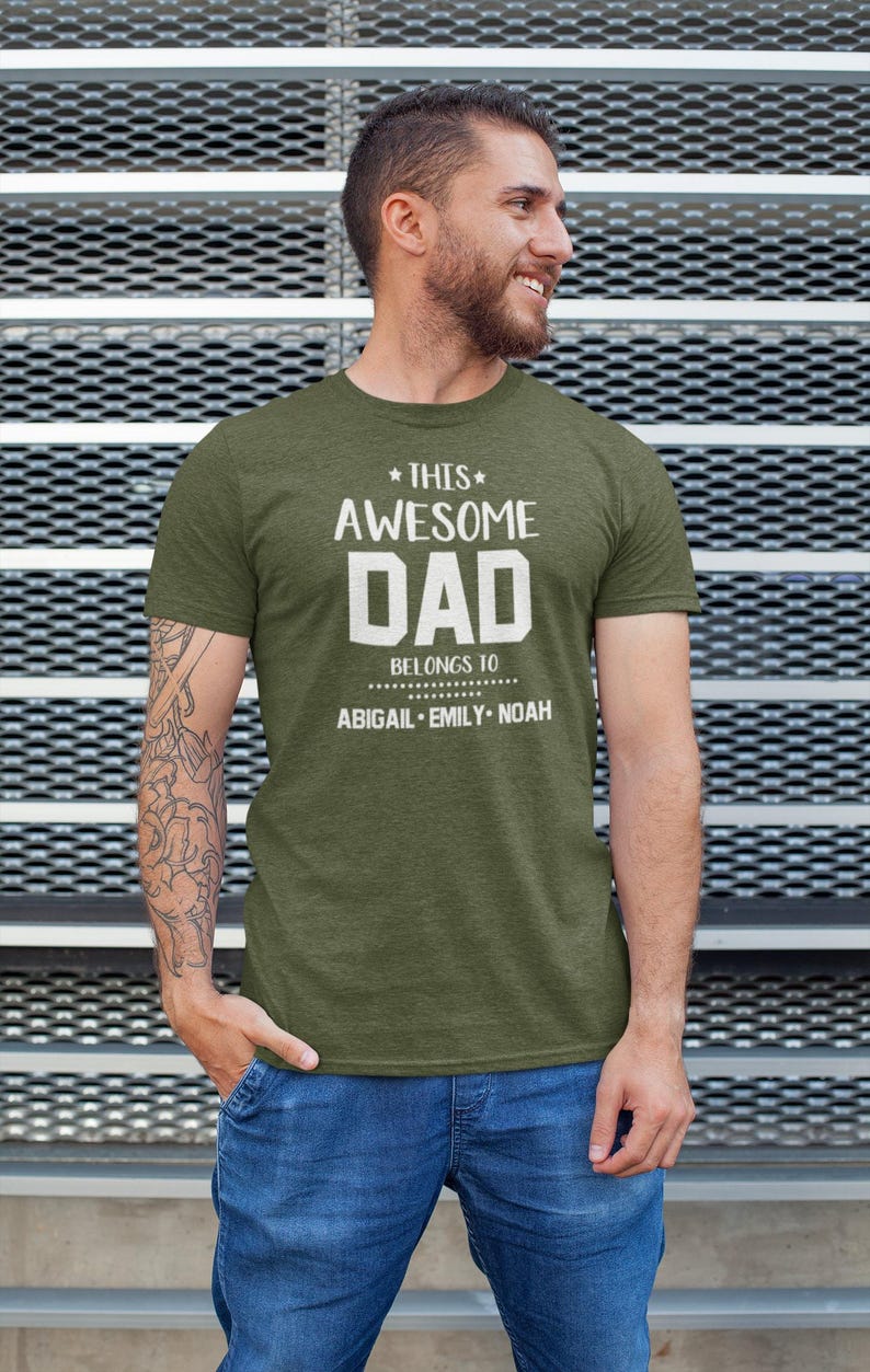Dad Shirt: Personalized Fathers Day Tee (Custom Kids' Names) image 2