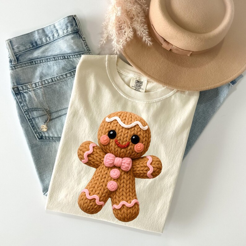 Comfort Colors® Gingerbread Knitted Look Cookie Sweatshirt: Holiday Bow ...