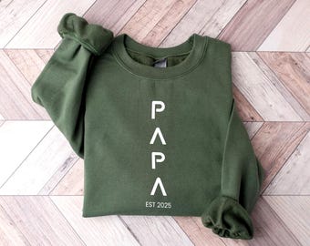 Papa Est. Year Sweatshirt: Custom New Dad Gift