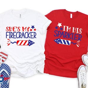 She&#39;s My Firecracker I&#39;m His Sparkler 4th of July Shirt Fourth of July shirts Couples Matching 4th Of July Family Matching Shirt