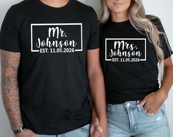 Just Married Couple Shirts - Matching Mr and Mrs Honeymoon Tees