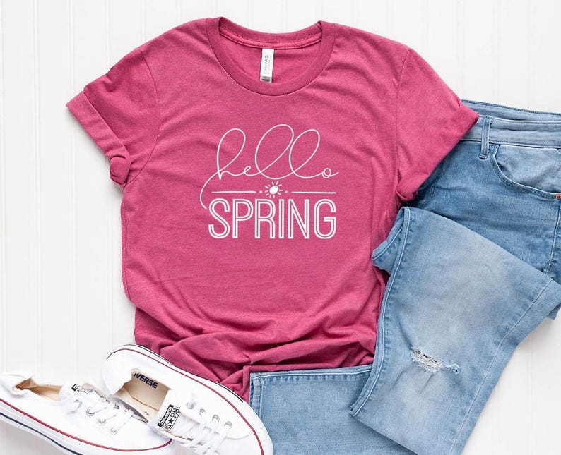 Hello Spring Shirt Minimal Script Easter Graphic Tee Seasonal Spring Design imagem 12