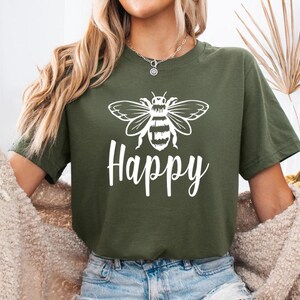 Bee Happy Shirt: Positive Message Tee (Lightweight, Soft Cotton) image 12