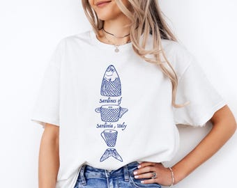 T-shirt Italie Sardines : motif poisson amusant - T-shirt d'été doux