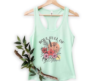 Soul Full of Sunshine Tank Top: Floral Celestial Shirt