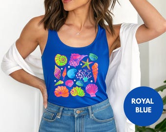 Seashell Racerback Tank Top: Coastal Beach Graphic Tee