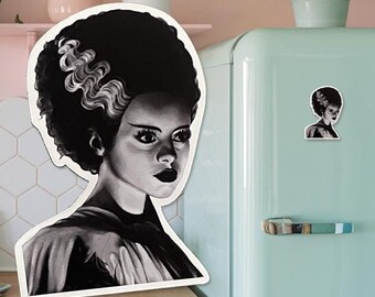 Bride of Frankenstein Fridge Magnet | Retro Gothic Home Decor