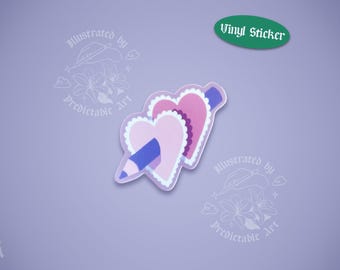 Pencil Pierced Heart | 2" Illustrated Matte Vinyl Sticker & Laptop Decal