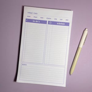 Lilac Daily Planner 5.5x8.5" | 100 Sheet Notepad | Purple Minimal Undated Desk Organizer image 9