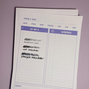 Lilac Daily Planner 5.5x8.5" | 100 Sheet Notepad | Purple Minimal Undated Desk Organizer image 5