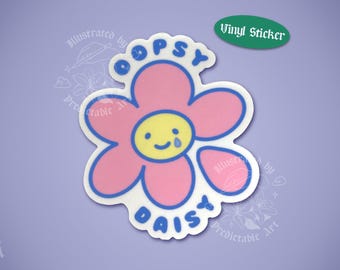 Oopsy Daisy | 3" Illustrated Matte Vinyl Sticker | available in Clear & Classic White trim