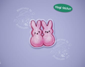 Marshmallow Bunny Peep Pals | 2" Illustrated Matte Vinyl Sticker & Laptop Decal