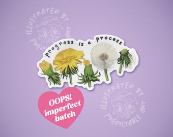 Progress is a Process | OOPS! Batch of Dandelion Life Cycle Inspirational Mini Matte Vinyl Stickers