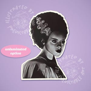 Pegatina mate de la novia de Frankenstein / Ilustración de retrato de Elsa Lanchester