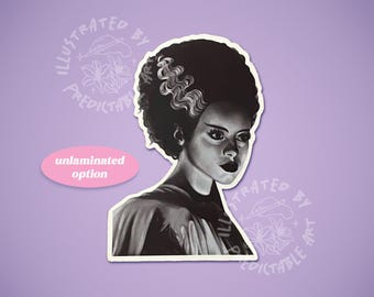 Bride of Frankenstein 3" Matte Sticker | Elsa Lanchester Original Artwork Portrait Illustration