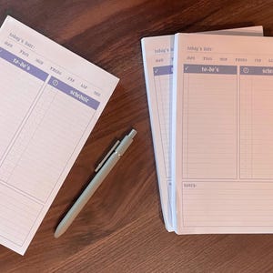 Lilac Daily Planner 5.5x8.5" | 100 Sheet Notepad | Purple Minimal Undated Desk Organizer image 7