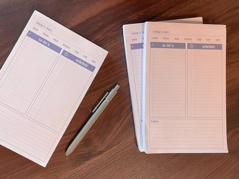Lilac Daily Planner 5.5x8.5" | 100 Sheet Notepad | Purple Minimal Undated Desk Organizer image 7