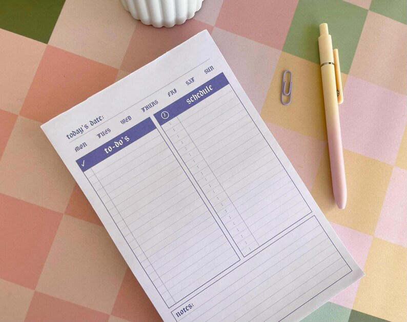 Lilac Daily Planner 5.5x8.5" | 100 Sheet Notepad | Purple Minimal Undated Desk Organizer image 2