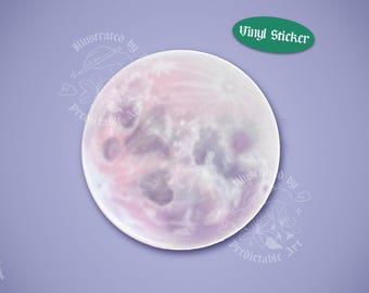 Pastel Full Moon | 3" Illustrated Matte Vinyl Sticker