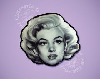 Marilyn Monroe Monochrome Portrait | 3" Illustrated Matte Vinyl Sticker