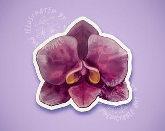Purple Orchid Bloom | 3" Illustrated Matte Vinyl Sticker