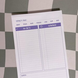Lilac Daily Planner 5.5x8.5" | 100 Sheet Notepad | Purple Minimal Undated Desk Organizer image 3