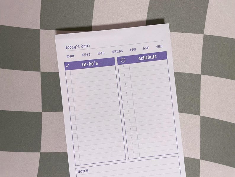 Lilac Daily Planner 5.5x8.5" | 100 Sheet Notepad | Purple Minimal Undated Desk Organizer image 3