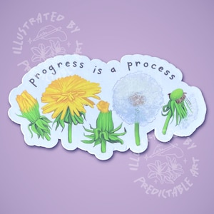 Progress is a Process | Dandelion Life Cycle Inspirational Matte Vinyl Sticker