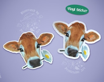 Daisy Cow 3" Illustrated Vinyl Sticker | available in Shiny Gloss & Matte finish