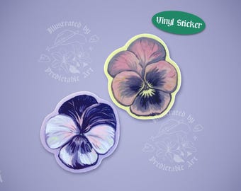 Purple Pansies | 2" Illustrated Matte Vinyl Stickers