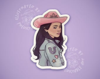 Moody Cowgirl | 3" Illustrated Matte Vinyl Sticker