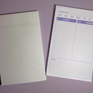 Lilac Daily Planner 5.5x8.5" | 100 Sheet Notepad | Purple Minimal Undated Desk Organizer image 8