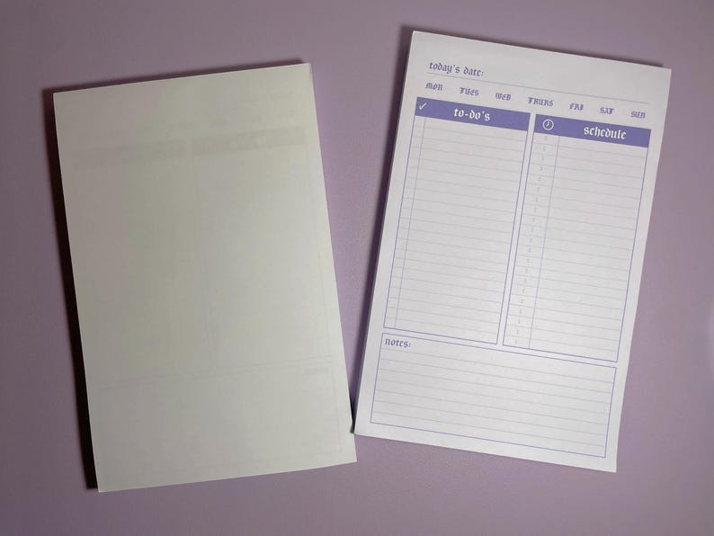 Lilac Daily Planner 5.5x8.5" | 100 Sheet Notepad | Purple Minimal Undated Desk Organizer image 8