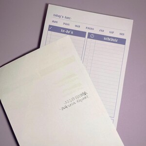 Lilac Daily Planner 5.5x8.5" | 100 Sheet Notepad | Purple Minimal Undated Desk Organizer image 6