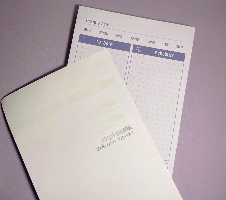 Lilac Daily Planner 5.5x8.5" | 100 Sheet Notepad | Purple Minimal Undated Desk Organizer image 6
