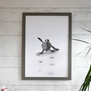 Baby Sea Turtle Graphite Drawing Print | A3 A4 A5 | Signed by Artist | Animal Pencil Art | Home Wall Decor | Nursery | Wildlife Art | Giclee