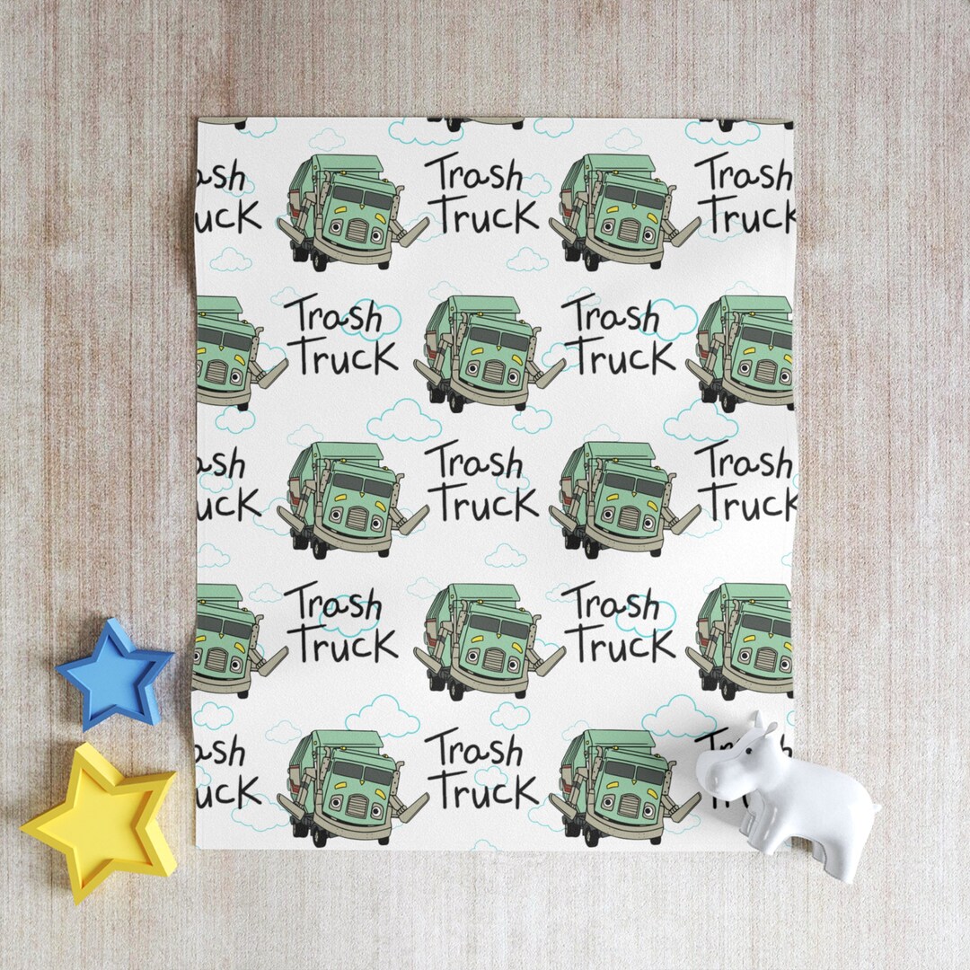 Trash Truck Throw Blanket, Personalized Trash Truck Blanket, Trash