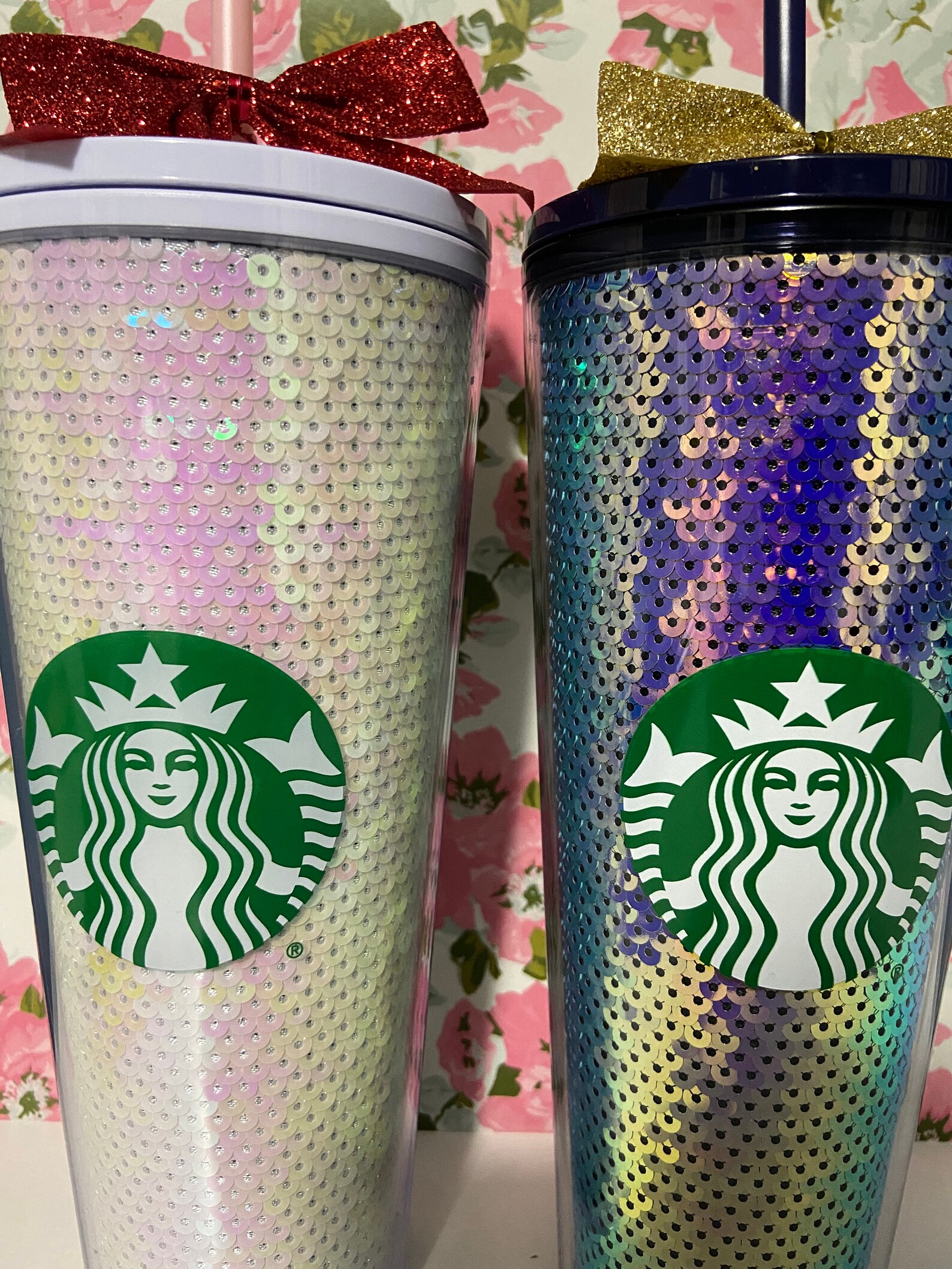 2020 Starbucks Holiday Tumblers Iridescent Sequin Cup Etsy