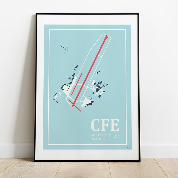 Affiche CFE Clermont Ferrand | Diagrame Aéroport | Papier satiné premium