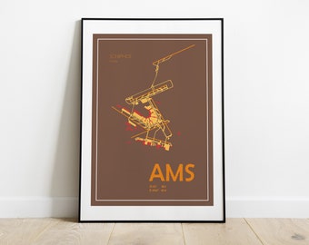 Poster Airport Schiphol AMS Amsterdam | airport diagram | Satin paper