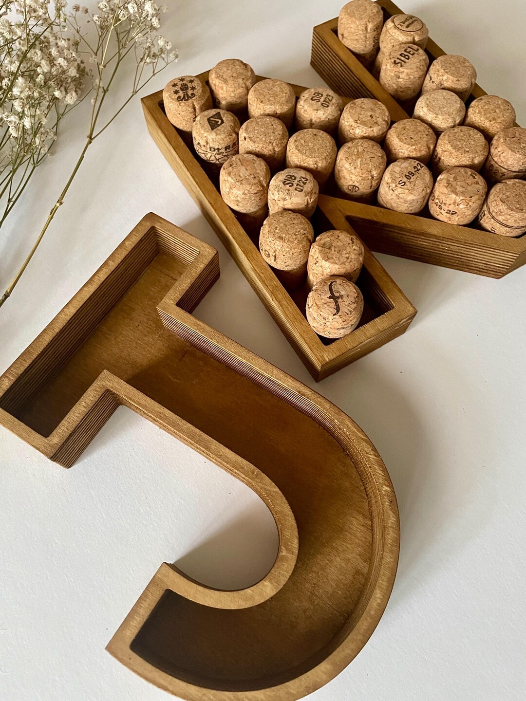 Oak Stained Cork Letter Sign: Freestanding Rustic Decor - Etsy