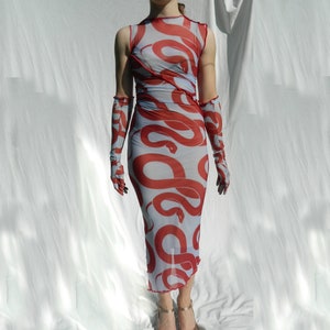 Vestido de malla con estampado de serpiente y estampado digital de CALIFORNIAN GATER
