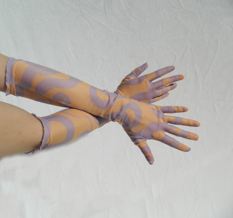 TESSERA Digitally Printed Snake Pattern Mesh Opera Gloves Etsy