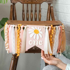Banner Daisy One, cartello per seggiolone, ghirlanda per il primo compleanno, carina e groovy, decorazione per feste a tema Flower Power