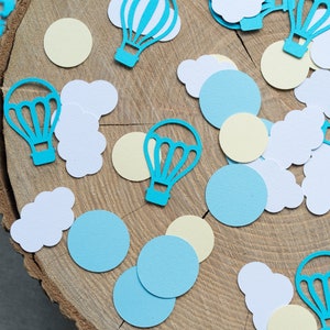 Hot Air Balloon Confetti 1st Birthday Boy Party Decorations, Up Up and Away Baby Shower Decor, Balloon Paper Cutouts Table Confetti