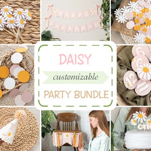 Daisy Birthday Package One Groovy Party Bundle 1 Year Old Party Decor in Cute Boho Girly Color