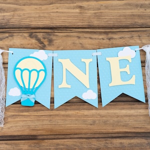 Hot Air Balloon High Chair Banner Up Up and Away Adventure Awaits Decorations